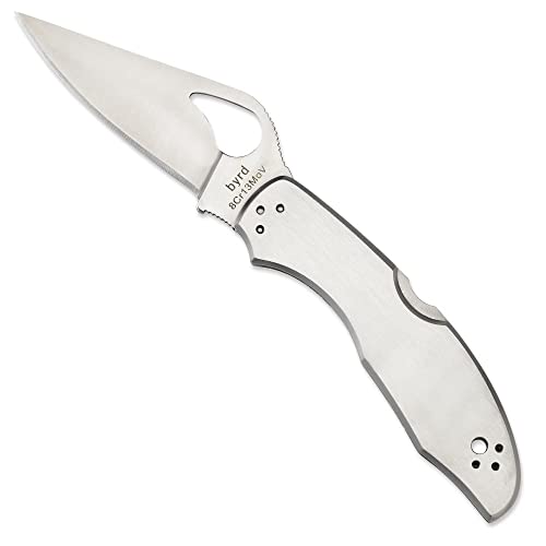 Spyderco Byrd Meadowlark 2 Knife with 2.90" Steel Blade and Durable Stainless Steel Handle - PlainEdge - BY04P2