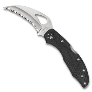 byrd lightweight knife - black frn handle with spyderedge, hollow grind, 8cr13mov steel hawkbill blade - by22sbk