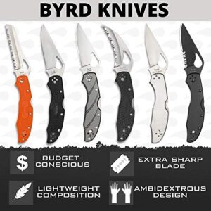 Byrd Lightweight Knife - Black FRN Handle with SpyderEdge, Hollow Grind, 8Cr13MoV Steel Hawkbill Blade - BY22SBK