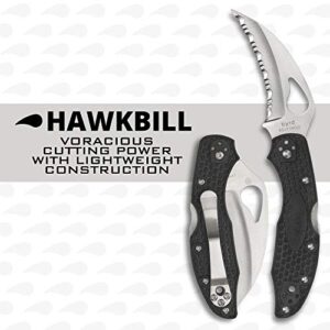 Byrd Lightweight Knife - Black FRN Handle with SpyderEdge, Hollow Grind, 8Cr13MoV Steel Hawkbill Blade - BY22SBK