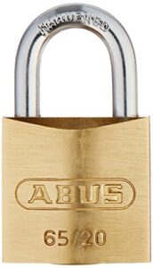 abus 65/20 solid brass padlock keyed different - hardened steel shackle