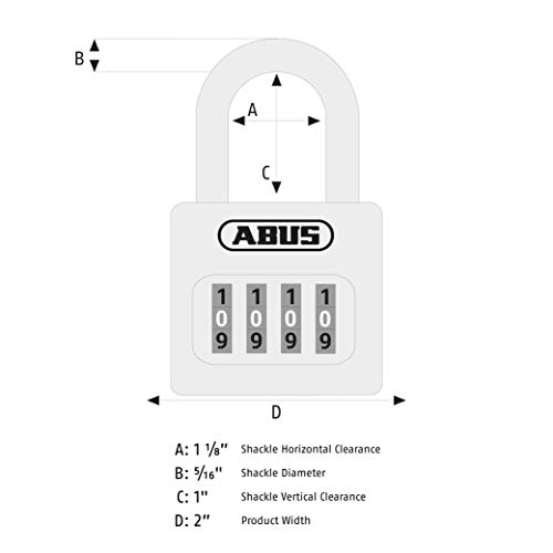 ABUS 160/50 B 160 All Weather Chrome 4 Dial Combination Padlock, Black/Silver