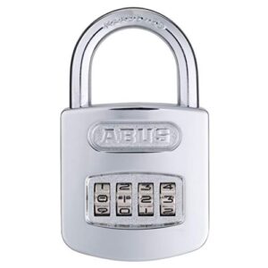 abus 160/50 b 160 all weather chrome 4 dial combination padlock, black/silver