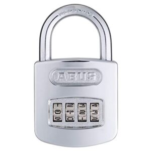 ABUS 160/50 B 160 All Weather Chrome 4 Dial Combination Padlock, Black/Silver