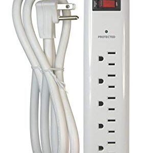 Prime Wire and Cable PB802126 6-Outlet Household Electronics Surge Protector with 14/3 SJT 8-Feet Cord