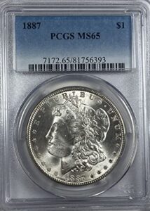 1887-p ms65 morgan silver dollar graded by pcgs