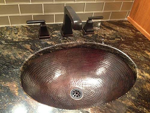 SimplyCopper 19" Oval Aged Copper Bathroom Sink Under Mount or Drop In