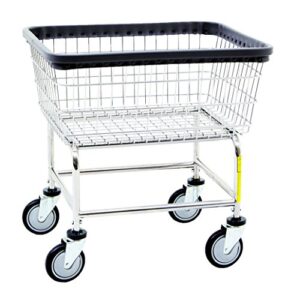 r&b wire™ 100d narrow heavy duty wire laundry cart, 2 bushel, chrome, made in usa