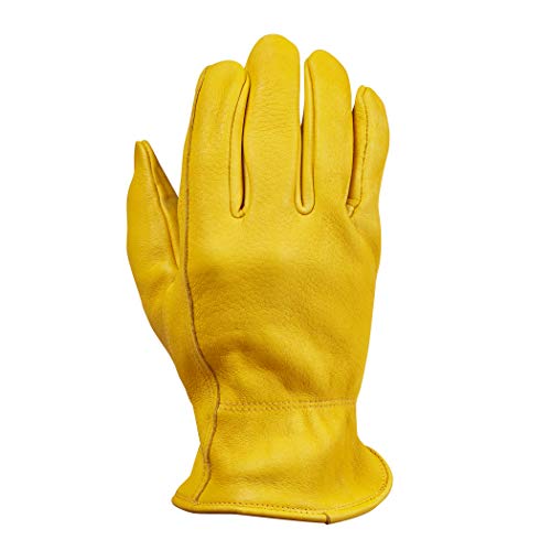 Saranac Hunter Premium Deerskin Gloves, Gold, X-Large - Unlined Full Grain Leather Work Gloves with Ergonomic Design, Reinforced Index Finger - Soft Leather Gloves - Premium Men’s Leather Goods