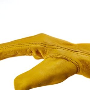 Saranac Hunter Premium Deerskin Gloves, Gold, X-Large - Unlined Full Grain Leather Work Gloves with Ergonomic Design, Reinforced Index Finger - Soft Leather Gloves - Premium Men’s Leather Goods