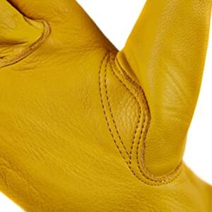 Saranac Hunter Premium Deerskin Gloves, Gold, X-Large - Unlined Full Grain Leather Work Gloves with Ergonomic Design, Reinforced Index Finger - Soft Leather Gloves - Premium Men’s Leather Goods