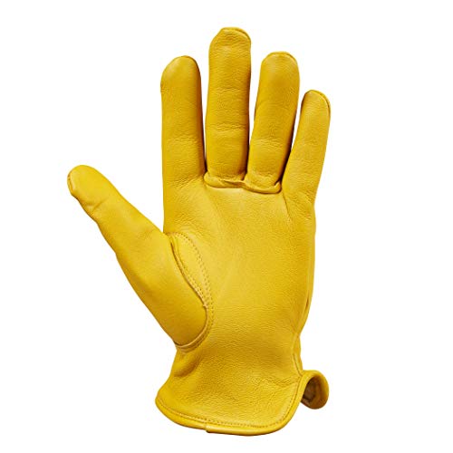 Saranac Hunter Premium Deerskin Gloves, Gold, X-Large - Unlined Full Grain Leather Work Gloves with Ergonomic Design, Reinforced Index Finger - Soft Leather Gloves - Premium Men’s Leather Goods