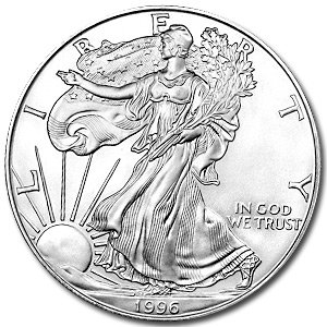 1996 silver american eagles - brilliant uncirculated - key date!