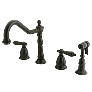 kingston brass ks1795albs heritage widespread kitchen faucet, oil-rubbed bronze, 12.38 x 8.56 x 2