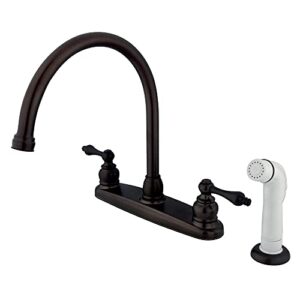 kingston brass kb725al victorian gooseneck kitchen faucet with lever handle and sprayer, 8-3/4-inch, oil rubbed bronze