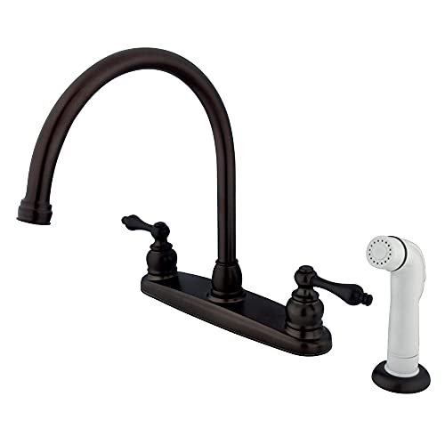 Kingston Brass KB725AL Victorian Gooseneck Kitchen Faucet with Lever Handle and Sprayer, 8-3/4-Inch, Oil Rubbed Bronze