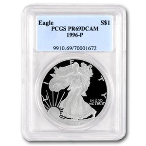 1996-p (proof) silver american eagle - pr-69 dcam pcgs
