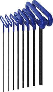 eklind 55198 cushion grip hex t-key allen wrench - 8pc set metric mm sizes 2-10 (9in shaft)