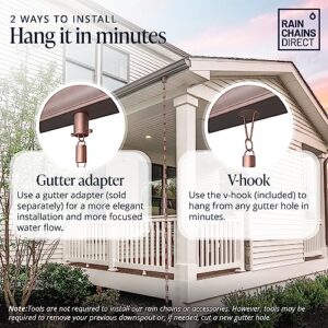 Rain Chains Direct - Channel Link Rain Chain - 8.5 FT - Pure Solid Copper - Premium Rain Chains for Gutters