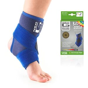 neo-g ankle brace for kids - support for juvenile arthritis relief, joint pain, ankle injuries, gymnastics, basketball, volleyball - adjustable compression - class 1 medical device - 1 size - blue