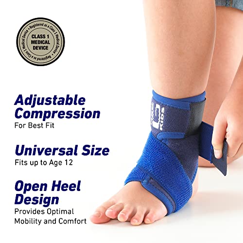 Neo-G Ankle Brace for Kids - Support For Juvenile Arthritis Relief, Joint Pain, Ankle Injuries, Gymnastics, Basketball, Volleyball - Adjustable Compression - Class 1 Medical Device - 1 Size - Blue