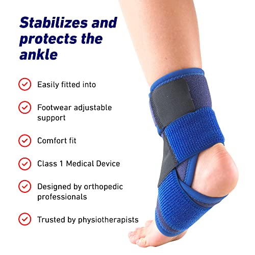 Neo-G Ankle Brace for Kids - Support For Juvenile Arthritis Relief, Joint Pain, Ankle Injuries, Gymnastics, Basketball, Volleyball - Adjustable Compression - Class 1 Medical Device - 1 Size - Blue