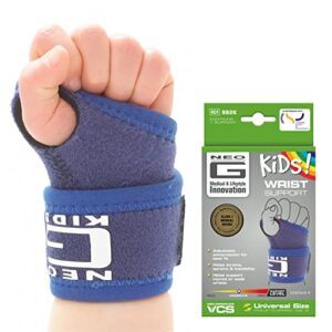 neo g wrist brace for kids - support for juvenile arthritis, joint pain, hand sprains, strains, sports, gymnastics, tennis - adjustable compression - class 1 medical device - one size - blue