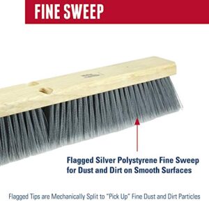 Weiler 42042 24" Fine Sweep Floor Brush, Flagged Silver Polystyrene Fill, Natural