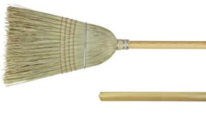 weiler 44008 corn fiber heavy-duty wire banded warehouse broom with wood handle, 1-1/2" head width, 57" overall length, tan