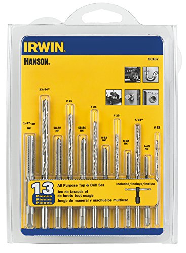 IRWIN Tools HANSON 80187 All-Purpose Bit with Tap 13 Piece Set , Red