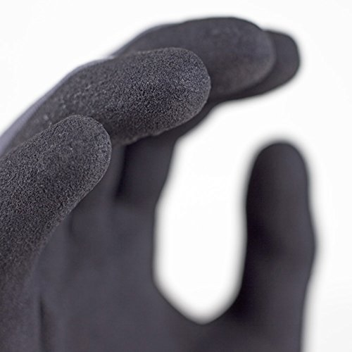 G & F Products Endurance Pro Seamless Knit Nylon Gloves with Micro Form Nitrile Grip, LARGE (Pack of 12) (1529L-DZ) Black