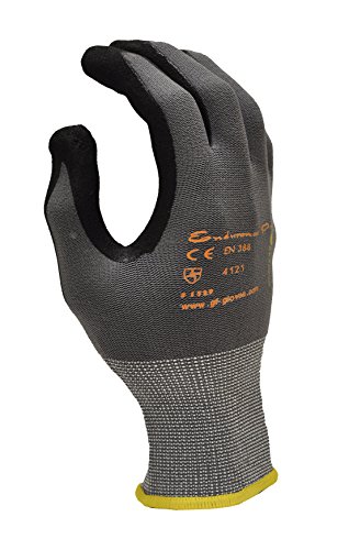 G & F Products Endurance Pro Seamless Knit Nylon Gloves with Micro Form Nitrile Grip, LARGE (Pack of 12) (1529L-DZ) Black