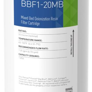 Pentair Pentek BBF1-20MB Big Blue Deionization Water Filter, 20-Inch, Mixed Bed Deionization Filter Cartridge, 20" x 4.5"