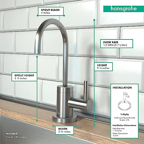 hansgrohe Talis S Stainless Steel Beverage Kitchen Faucet, Kitchen Water Filter Faucet, Faucet for Kitchen Sink, Stainless Steel Optic 04301800