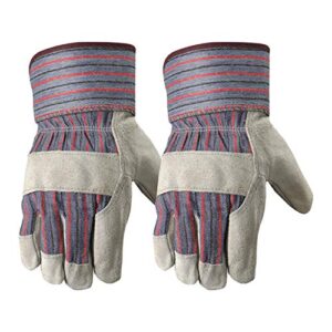wells lamont 2 pair pack men's leather work gloves with heavy duty reinforced palms, large (4006n-wnw) , grey