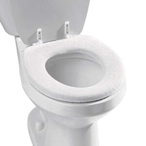 collections etc soft n comfy cloth toilet seat cover white, white