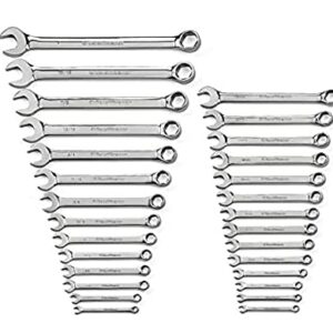 GEARWRENCH 28 Pc. 6 Pt. Combination Wrench Set, SAE/Metric - 81923, Chrome