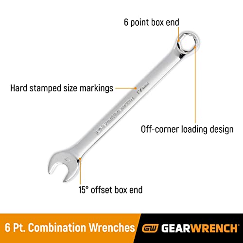 GEARWRENCH 28 Pc. 6 Pt. Combination Wrench Set, SAE/Metric - 81923, Chrome