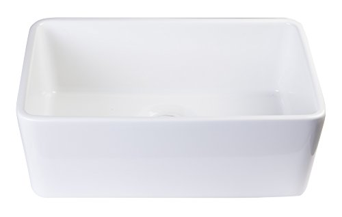 ALFI brand AB503 23-Inch Fireclay Single Bowl Farmhouse Kitchen Sink, White