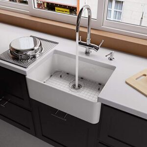 alfi brand ab503 23-inch fireclay single bowl farmhouse kitchen sink, white