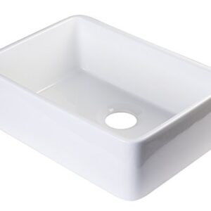 ALFI brand AB503 23-Inch Fireclay Single Bowl Farmhouse Kitchen Sink, White