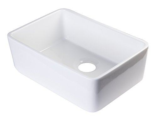 ALFI brand AB503 23-Inch Fireclay Single Bowl Farmhouse Kitchen Sink, White