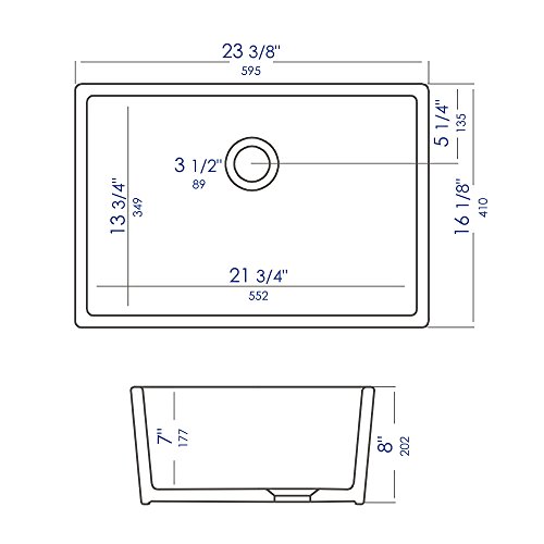 ALFI brand AB503 23-Inch Fireclay Single Bowl Farmhouse Kitchen Sink, White