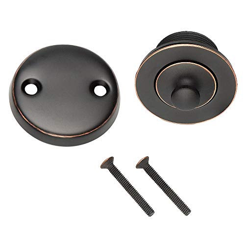 Lift and Turn Bath Drain Plug Kit with Two-Hole Overflow Faceplate, Oil Rubbed Bronze