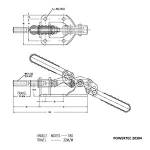 POWERTEC 20304 Push/Pull Quick-Release Toggle Clamp 302F - 300 lbs Holding Capacity, 1PK