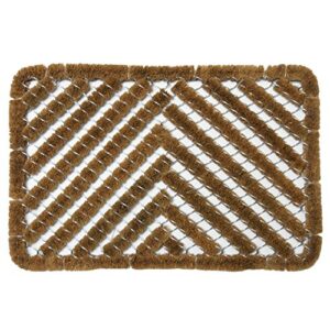 rubber-cal 10-100-514 herringbone outdoor scraper door mat, 18 by 30-inch, brown