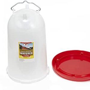 Plastic Poultry Drinker (3 Gallon) - Little Giant - Heavy Duty Plastic Gravity Fed Water Container Jar (Red) (Item No. 7906)