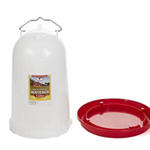 Plastic Poultry Drinker (3 Gallon) - Little Giant - Heavy Duty Plastic Gravity Fed Water Container Jar (Red) (Item No. 7906)