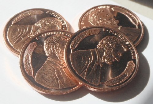 Pure Copper Bullion 1 Ounce Rounds Roll of 20