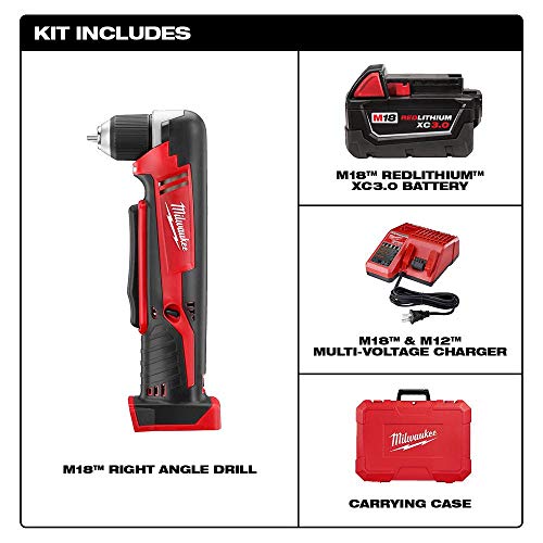 Milwaukee 2615-21 M18 Cordless Right Angle Drill Kit, 1xC Battery